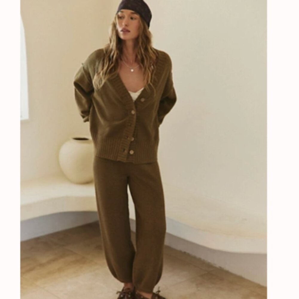 Free People Hailee Cardi Set - Caramel Heather - Size M